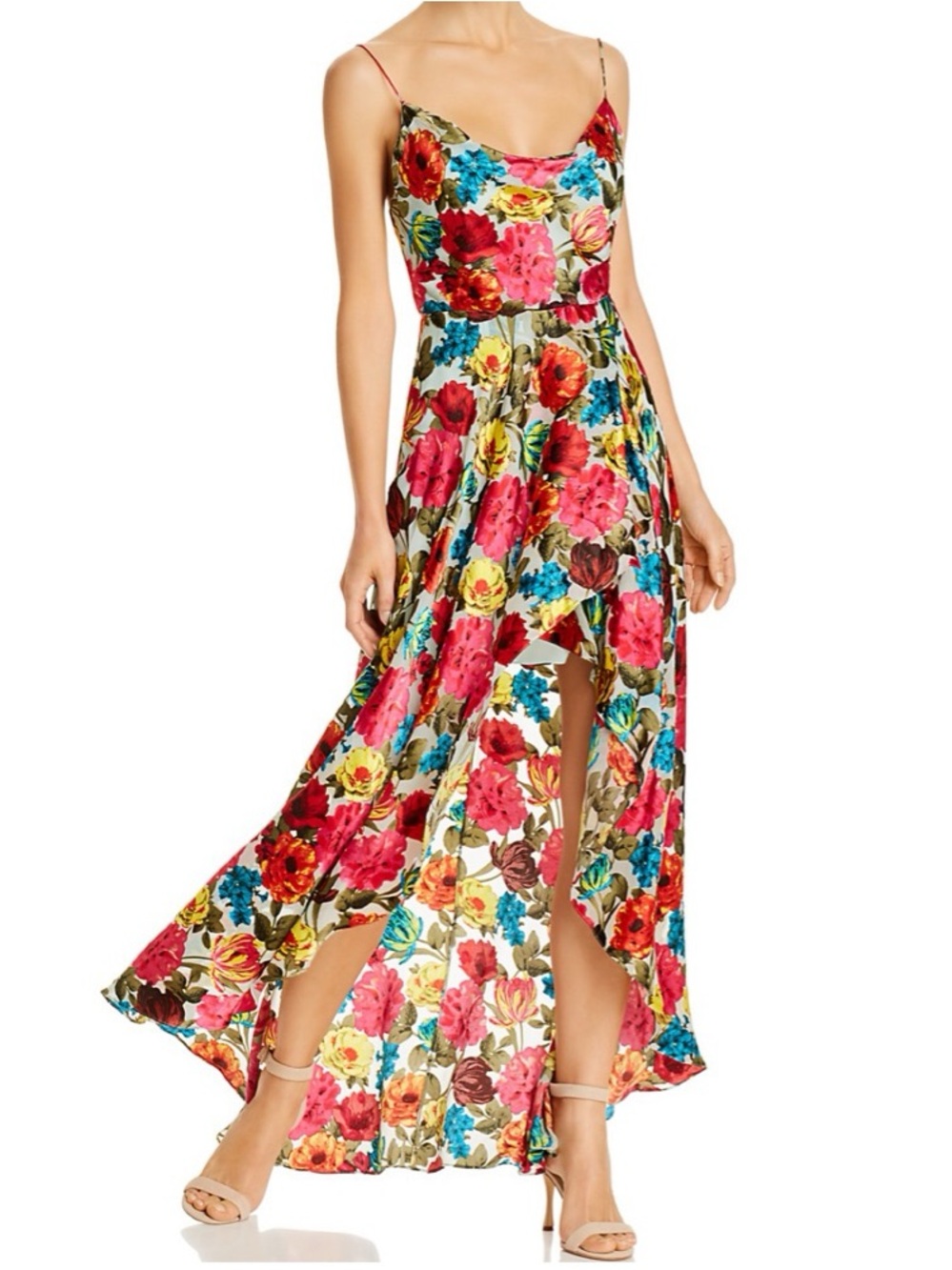Alice + Olivia Vibrant Floral Slip Dress in Pink, Yellow & Teal